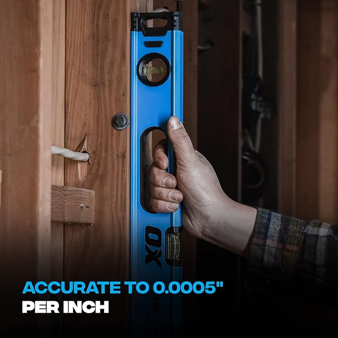 OX Tools Trade Series 8ft Non Magnetic Box Beam Levels - 96 inch Level Aluminum Body Level Hand Tools - Magnified Vials, Shock Absorbing End Cap, Soft Grip Handle Leveler Tool OX-T024224
