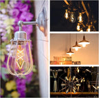 OMED LED Edison Bulb Dimmable Amber Glass, 60 Watt Equivalent LED Light Bulbs Soft White, ST64 E26 Bulb 60W 2700K, Vintage Spiral Filament LED Bulbs with Teardrop Top, 600LM,UL Listed, 2 Pack