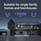 Ranein Propane Gas Tankless Water Heater, Indoor Max 5.3 GPM, 130,000 BTU Instant Hot Water Heater