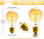 A19 Edison Light Bulb,E26 Incandescent Light Bulbs 60W Antique Vintage Bulb,2200K Dimmable Warm White 280 Lumens Amber Retro Decorative Old Fashioned Incandescent Bulb,Squirrel Cage 6 Pack