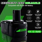 Upgrade 8000mAh High Capacity Replacement for Ryobi 18V Battery P108 P104 P105 P102 P103 P122 P109 Li-ION Compatible with Ryobi 18V ONE+ System Cordless Power Tools and Charger,2Pack