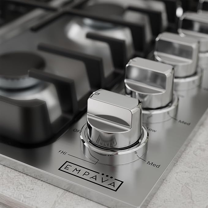 Empava 36 in. Gas Stove Cooktop 6 Italy Sabaf Sealed Burners NG/LPG Convertible in Stainless Steel, 36in