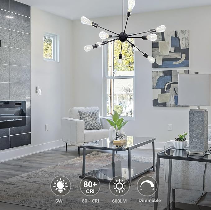 4 PCS ST58 (ST19) LED Edison Bulbs, Dimmable Vintage Antique LED Filament Light Bulbs, 6W Equivalent 60 Watt, Daylight 5000K, 600 Lumens, E26 Base, Clear Plastic