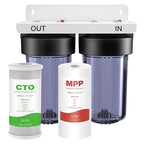 SimPure Whole House Water Filter System, 2 Stages Clear Home Water Pre-Filtration with Carbon and Sediment Filters, Reduce Odor, Chlorine, Taste, Iron, Lead, 1" NPT Brass Port, BPA Free(DB10C-2)