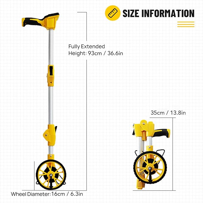 Measuring Wheel, Foldable Imperial Metric Distance Measuring Wheel with Large Backlit Digital Display, Measure in Feet, Inches, Meters, with Carrying Bag