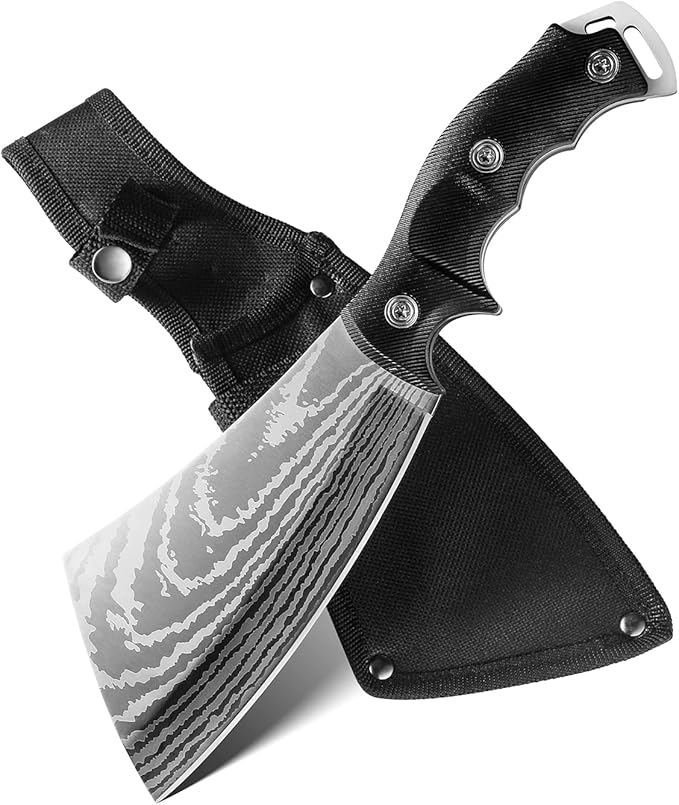 11 Inch Hatchet with Sheath, Small Compact Machete Axes, Fixed Blade Full Tang Camping Tactical Knife for Woodworking, Garden Machete Axe with Sheath for Bushcraft Yards Bushes Wood, A4SL