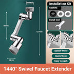 1440° Swivel Sink Extender for Faucet - Universal Kitchen Sprayer, 2 Flow Modes, 1080°+360° Rotatable Kitchen Sink Attachment, Swivel Multifunctional Robotic Arm for Kitchen/Bathroom