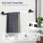 TQKAG 5 Piece Bathroom Towel Bar Holder Sets Matte Black Bathroom Hardware Set Stainless Steel Toilet Paper Holder with Shelf Bathroom Accessories Kit Wall Mounted