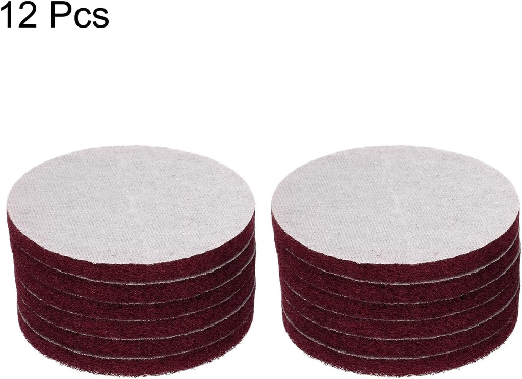 HARFINGTON 20pcs Scrubber Scouring Pads 500 Grits 5 Inch Drill Power Brush Hoop and Loop Surface Conditioning Disc Drill Scuffing Disc Scrub Pads for Home Kitchen Cleaning, Dark Red