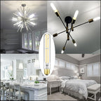 T10 LED Bulb E26 60 Watt Dimmable 7.3 INCH Tubular Long Light Bulbs, 5000K Cool White Tube Light Bulb for Candelabra, Wall Scones, Chandelier and Ceiling Fan, 120V 600Lumens 6 Pack