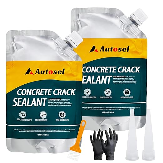 Concrete Crack Filler, Cement Crack Filler, Self Leveling Concrete Crack Repair Sealant–Quick-Drying, Waterproof, Durable Filler for Driveway, Sidewalk & Expansion Joint Repair-2 PCS