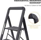 KINGRACK Aluminium 5 Step Ladder, Lightweight Step Stool with Non-Slip Pedals, Handrail, Folding Step Ladder for Kitchen, Garage, Home, Space Saving, Sturdy and Portable, Black