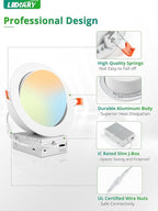 LEDIARY 6 Pack Gimbal LED Recessed Lighting 6 Inch, 5CCT Adjustable Recessed Light Slim Selectable 2700K-6000K,750LM Air Tight Canlights with Jbox,Canless Downlight Ceiling Light with IC Rated ETL