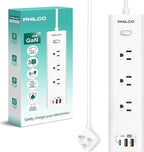 Power Strip with 3 AC Outlets, 30W USB-C Port, 2 USB-A Ports & 6ft Extension Cord – LED Indicator, Fast Charging for Laptops, Phones & More – Compact Design for Home, Office & Travel