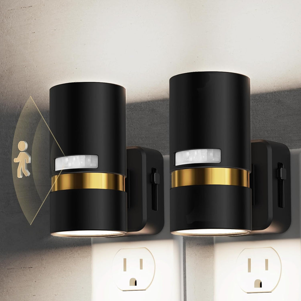 L LOHAS LED Motion Sensor Night Light Plug in, Night Lights Plug into Wall with Adjustable Brightness, 5000K Daylight White, 1W Energy-Saving Nightlight for Bathroom Bedroom Kitchen Hallway, 2 Pack