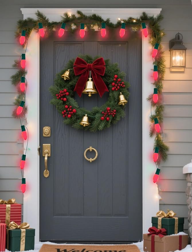 C9 Red Christmas Light Bulbs, 25 Pack C9 Incandescent Replacement Bulbs for Christmas String Light, E17 Intermediate Base, 7Watt Night Lights Bulbs