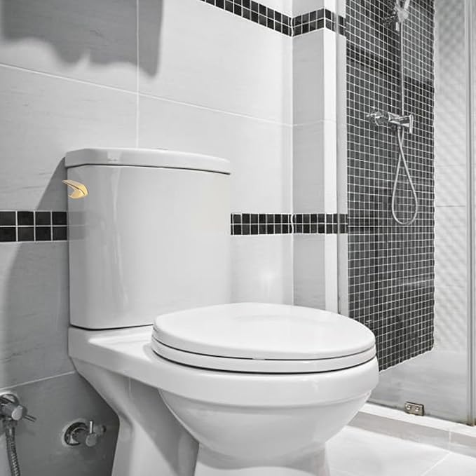 Toilet Handle Replacement Kit, Universal Side Mount Toilet Tank Flush Lever with Stainless Steel Flapper Chains Compatible with Kohler K-87115 Trip Lever, Polished/Shiny Gold