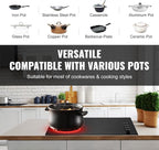 VEVOR Electric Ceramic Cooktop, Built-in Electric Stove Top, with Glass Panel, Knob Control, 11 Heat Levels, for Diverse Cooking Requirements (30inch-4burners/220V)