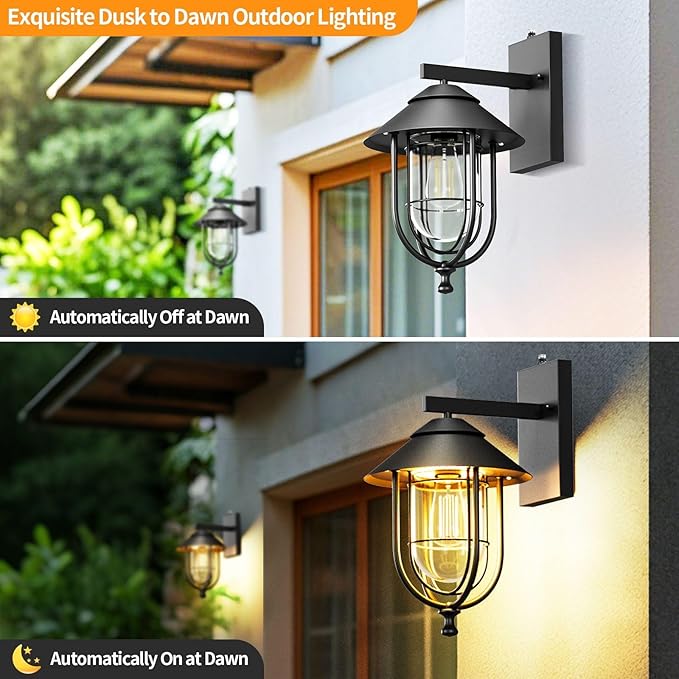 merley Porch Lights Outdoor Modern Wall Lights with Dusk to Dawn Sensor, Rust-Proof & Weather-Resistant Design, Easy to Install – Ideal for House