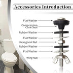 Universal Toilet Tank to Bowl Bolts Kit, Heavy Duty Toilet Bolts, Waterproof Stainless and Rubber Washers Gaskets with Extra Long Nut Screw for Fastening (Silver) (2, Short)