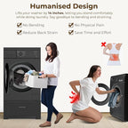 SKM Washer and Dryer Stand - 28" Laundry Pedestals for Washing Machine and Dryer with Top Panel, Heavy Duty Steel Pedestal Raiser, 14.2 Inches Height Elevation in Black