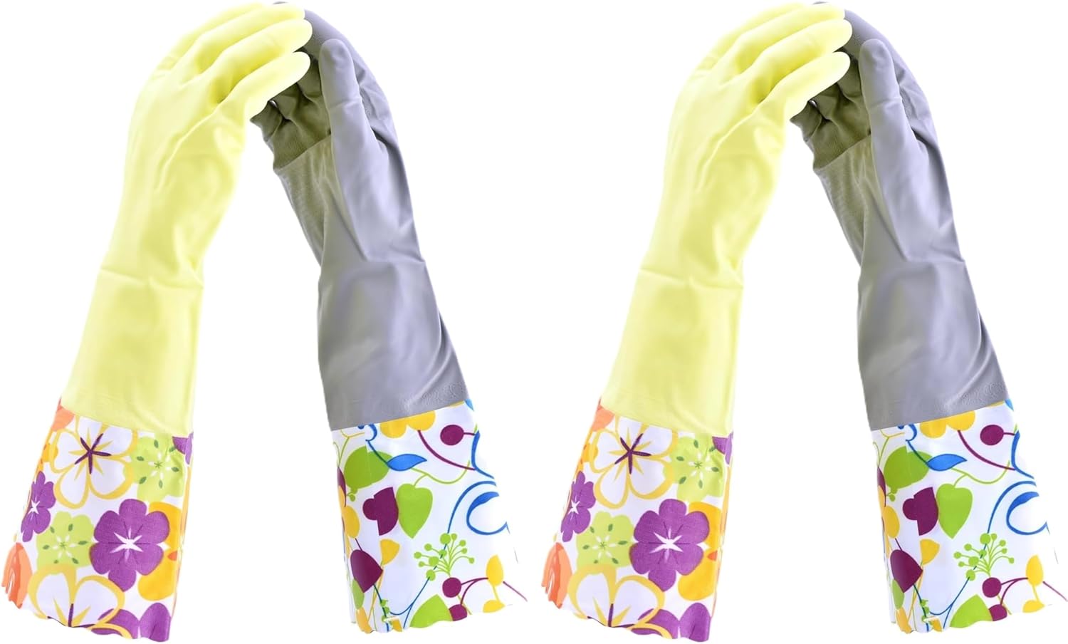 Household Gloves - Latex-Free, Waterproof, Long Cuff, Soft Lining Non-Slip, Adjustable Strap, Multi-Layer Protection, Flexible, Durable, Chemical-Resistant, Reusable for Cleaning, 4 Pair XL