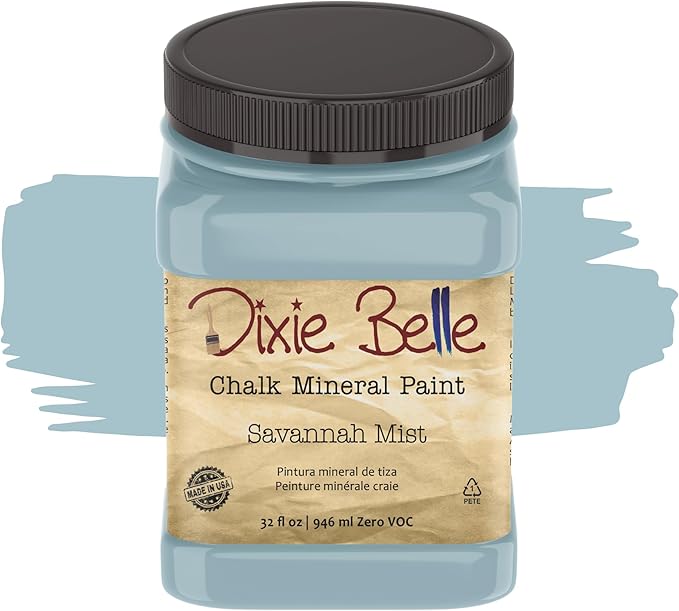 Dixie Belle Paint Company Chalk Finish Furniture Paint - Savannah Mist (32oz) - Matte Cloudy Blue Chic Chalk Mineral DIY Furniture Paint