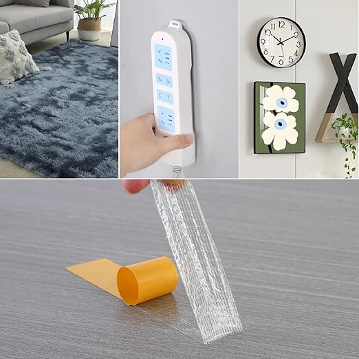 QDiShi Double Sided Heavy Duty Mounting Tape, Universal High Tack Strong Wall Adhesive with Fiberglass Mesh, Multipurpose Tape, High Stickiness Strong Thin Fabric Carpet Tape (1in x 33ft)