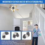 Dusters for Cleaning - 9Pcs Feather Duster Extendable Pole Up to 100'', Microfibre Feather Duster Bendable Washable Long Duster for Cleaning Ceiling Chandelier High Ceiling Furniture
