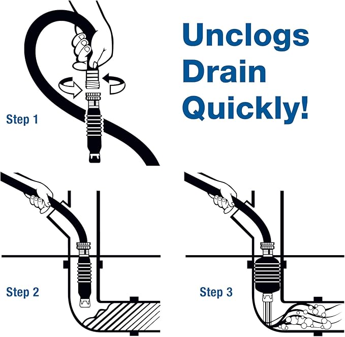 Drain King VIP2 Drain Unclogging Kit With Kitchen Sink Crossbar Adapter, 1.5 to 3 Inch