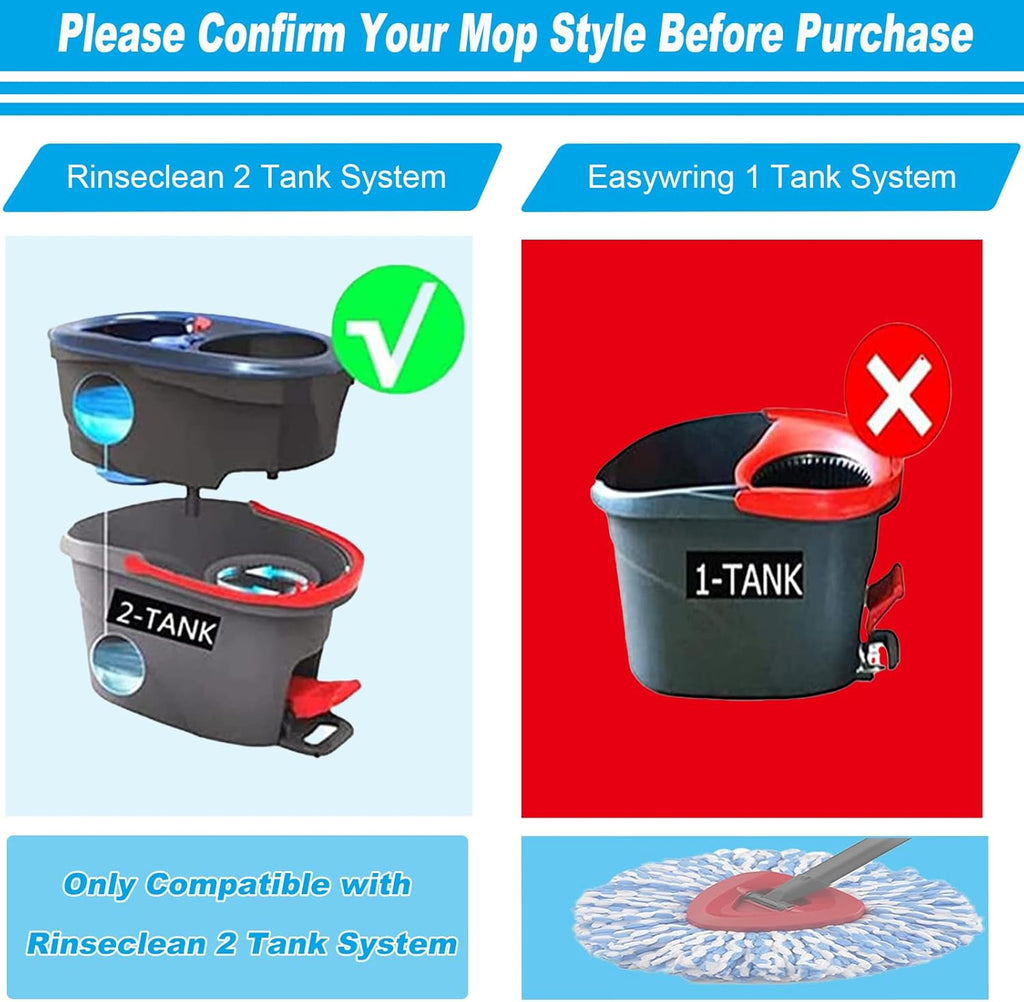 16 Pack Spin Mop Replacement Heads, Only Fit for RinseClean 2-Tank System, 100% Microfiber Spin Mop Refill Head,Spinning Mop Head Replacement for Floor Cleaning