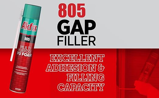 Akfix 805 Gap Filler Expanding Foam Sealant (12x25.3 Oz)- Gaps and Cracks Spray Insulation Can, Polyurethane Expanding Waterproof Sealant with Straw, for Window and Door | 25.3 Oz. 12 Pack