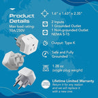 Ceptics Denmark Travel Adapter Plug with Dual Usa Input - Power - Type K (3 Pack) - Ultra Compact - Safe Grounded Perfect for Cell Phones, Laptops, Camera Chargers and More (CT-20)