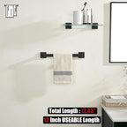 JQK Black Towel Bar, Rounded Edges 18.41 Inch Towel Rack, 304 Stainless Steel Bathroom Wall Mount, Useable Length 16 Inch, TB250L16-PB