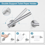 TQKAG 8-Pieces Bathroom Hardware Set Brushed Nickel SUS304 Stainless Steel Bath Towel Bar Set 23.6 Inch Round Bathroom Accessories Kit Wall Mounted