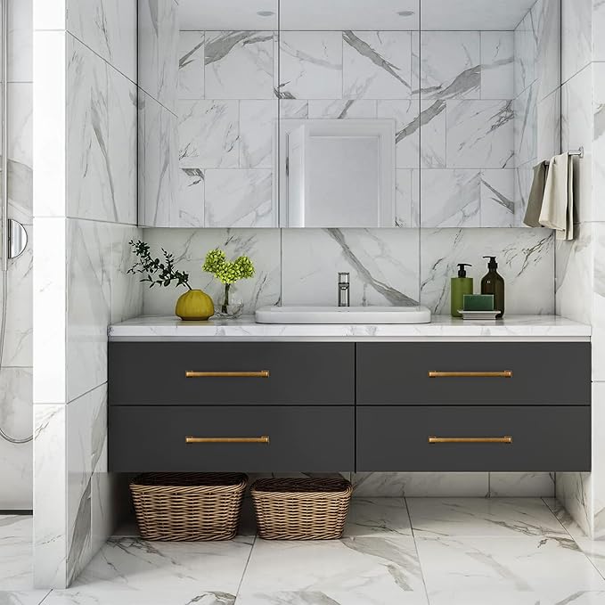 FILTA Cabinet Handles 12.6 Inch 6 Pack Antique Brass Cabinet Pulls for Kitchen Metal Drawer Pulls Modern Cabient Hardware Cupboard Handles