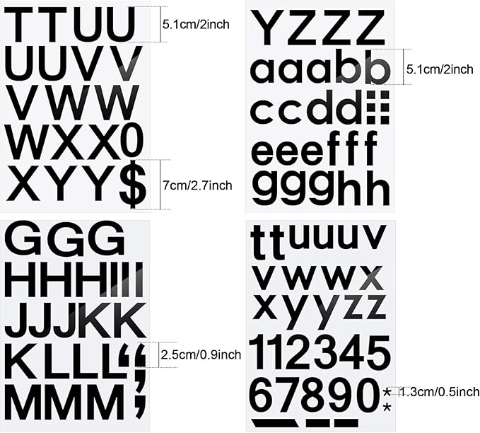 Outus 8 Sheets Vinyl Letter Stickers Self Adhesive Mailbox Numbers Alphabet Stickers Stick on Letters for Christmas Stockings Scrapbook Bulletin Board School Business(2 Inch,Black)