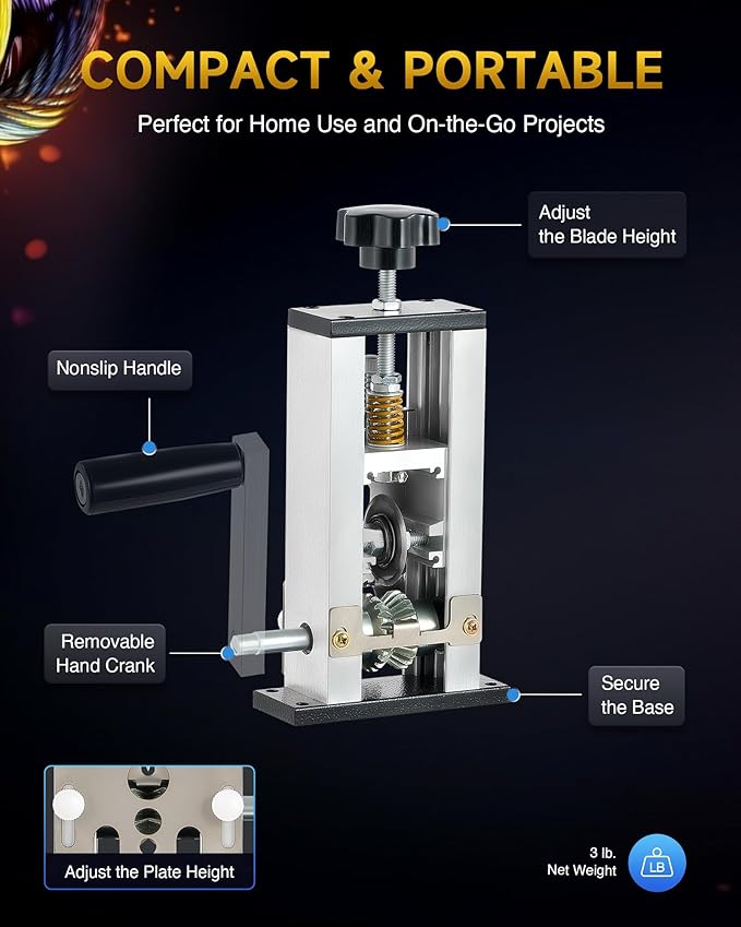 CREWORKS Manual Wire Stripper Machine, 0.06"-0.98" Wire Stripping Machine, Wire Stripping Tool for 1.5-25 mm Scrap Wire Leftover Cable, Copper Wire Stripper with 2 Feed Hole Plates for Power Drill