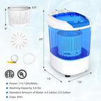 COSTWAY Mini Portable Washing Machine, 5.5 lbs Capacity, Compact Laundry Washer with Spin Tub & Drain Hose, Perfect for Apartment Dorms RV Home (Blue)