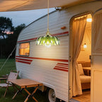 Plug in Pendant Light Fixture, Kylanle Green Glass Hanging Lamp with 14.7FT Cord On/Off Switch, Gold E26 Swag Light, Long Lasting Hanging Lamp Shade for Kitchen Island, Bedroom, Dining, Living Room