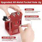 Pocket Hole Jig Kit, Adjustable Aluminum Pocket Hole System, Portable Screw Jig Set Guides Joint Carpentry Locator Woodworking Tools with Wooden Hole Plugs