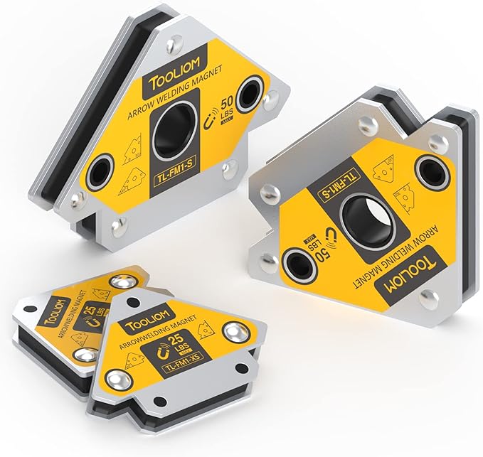 TOOLIOM Arrow Welding Magnets 4Pcs 25LB & 50 LB Strong Hold Magnetic Welding Holder Welder Magnet Set Welding Accessories