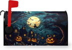 Halloween Pumpkin Castle Mailbox Covers Magnetic Standard Size 21x18 Inch Spooky Witch Mailbox Cover Moon Night Letter Post Box Wraps for Garden Yard Outdoor Decor