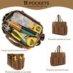 13in Tool Bag, Heavy Duty 19oz Waxed Canvas Bag 11-Pocket Portable Tool Bag Organizer Storage Toolbox for Gardener Welders Electrician Working Mechanic tool bags for men