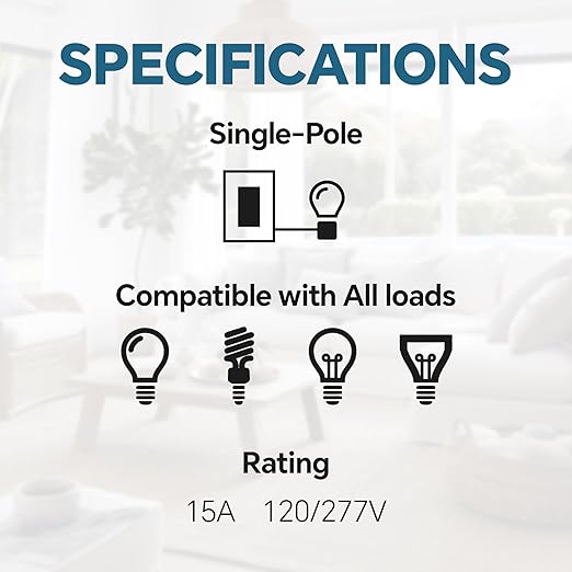 ThunderWay Matte White Single Pole Decorator Light Switch with Screwless Wall Plate, 15 A 120/277 V, ON/Off Rocker Paddle Interrupter, Self-Grounding, Residential Grade, UL Listed (30 Pack)