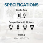 ThunderWay Matte White Single Pole Decorator Light Switch with Screwless Wall Plate, 15 A 120/277 V, ON/Off Rocker Paddle Interrupter, Self-Grounding, Residential Grade, UL Listed (20 Pack)