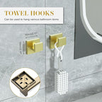 Bathroom Accessory Towel Bar Set: 5 Pieces Gold Bathroom Hardware Square SUS304 Stainless Steel - 24 Inch Wall Mounted Towel Rack&Toilet Paper Holder&Towel Ring and Towel Hook
