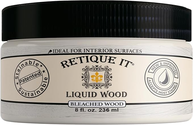 Retique It New and Improved Formula Liquid Wood Coatings - Stainable Primer - Paint It Then Stain it (Bleached Wood, Small)