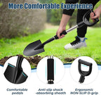 Multi-Task Small Shovel 31" - D-Handle Ergonomic Design for Raised Garden Beds, Outdoor Compact Spaces & Family Camping (Rustproof & Ultra-Light), Silver