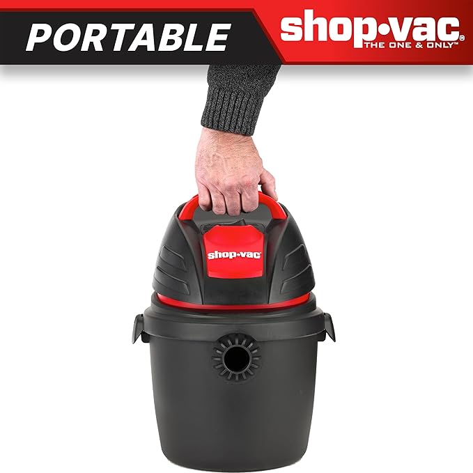 Shop-Vac 9303511 2.5 Gallon Wet Dry Vacuum, 2.5 Peak HP, 1.25 Inch Diameter x 4 Foot Hose, 12 Ft Cord Length, Wall Mounted, Includes Filters, Ideal for Jobsite, Garage, Car & Workshop